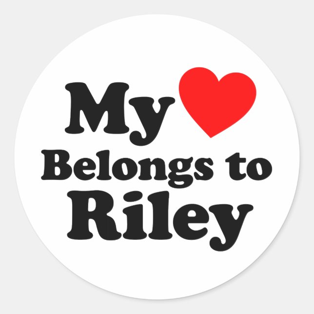 Sticker Rond Mon coeur appartient à Riley (Devant)