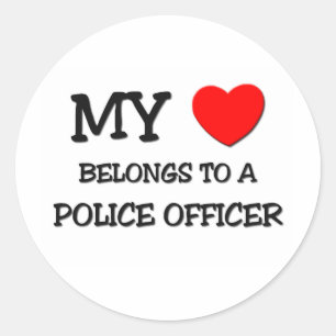 Sticker Rond Mon Coeur Appartient À Un AGENT DE POLICE