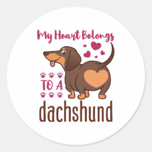 Sticker Rond Mon coeur appartient à un Dachshund