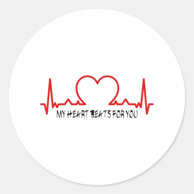 Sticker Rond Mon coeur bat pour vous ! (Devant)