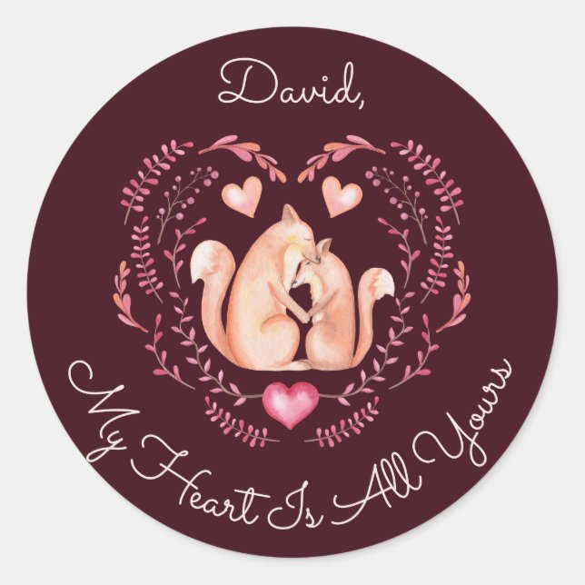 Sticker Rond Mon Coeur, C'Est Toute Votre Mignonne Fête Des Val (Devant)