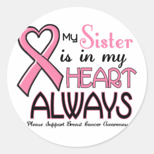 Sticker Rond Mon Coeur Est Avec Ma Soeur CANCER DU SEIN