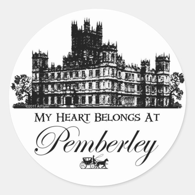 Sticker Rond Mon Coeur Est Chez Pemberley (Devant)