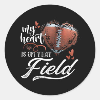 Sticker Rond Mon Coeur Est Sur Ce Terrain Football Coeur Mère