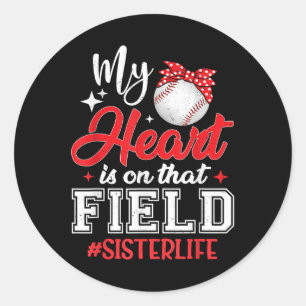 Sticker Rond Mon Coeur Est Sur Cette Soeur De Baseball De Terra