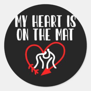 Sticker Rond Mon coeur est sur le Mat Wrestling Maman Wrestling