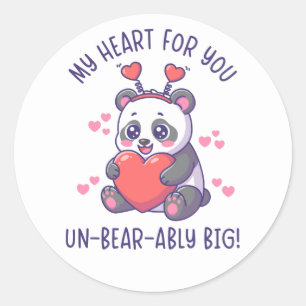 Sticker Rond Mon cœur pour vous irrésistiblement grand - Panda 