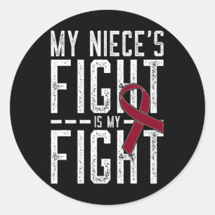 Sticker Rond Mon combat de nièce est mon combat contre l'anémie