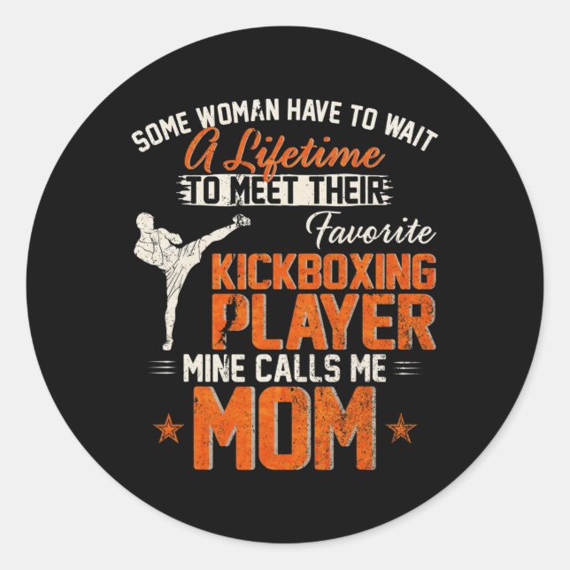 Sticker Rond Mon combattant de kickboxing MMA préféré m'appelle (Devant)