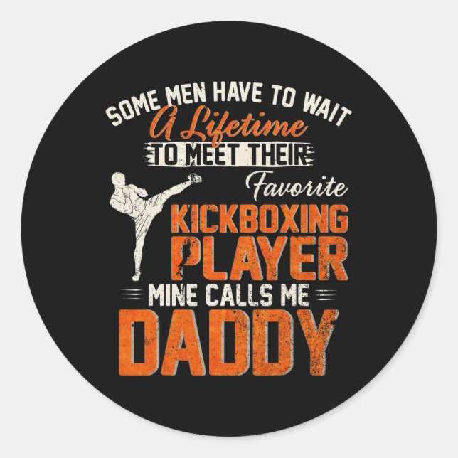 Sticker Rond Mon combattant de MMA kickboxing préféré m'appelle (Devant)