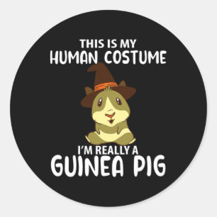 Sticker Rond Mon costume humain Je suis vraiment Guinée Cochon