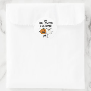 Sticker Rond Mon déguisement d'Halloween : Moi - Illustration d