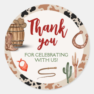 Sticker Rond Mon deuxième Rodeo Party Cowboy Anniversaire