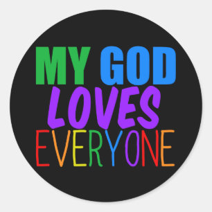 Sticker Rond Mon Dieu aime tout le monde Rainbow Christian