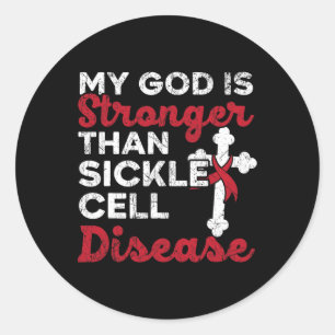 Sticker Rond Mon Dieu Est Plus Fort Que La Maladie Cellulaire D