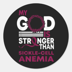 Sticker Rond Mon Dieu Est Plus Fort Que L'Anémie De La Faucille