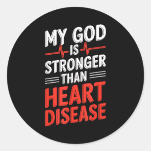 Sticker Rond Mon Dieu est plus fort que les maladies cardiaques