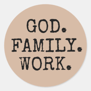 Sticker Rond Mon Dieu. Famille. Work. Citation de Christian