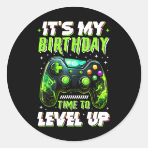 Sticker Rond Mon Enfant Jour De L'Anniversaire Temps De Niveau