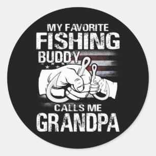 Sticker Rond Mon Épouse De Pêche Préférée M'Appelle Grand-Père