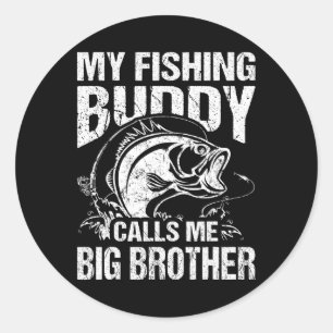 Sticker Rond Mon Époux De Pêcheurs M'Appelle Big Brother Fisher