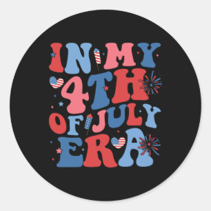 Sticker Rond Mon ère 4 juillet drôle Patriotique Américaine Fl