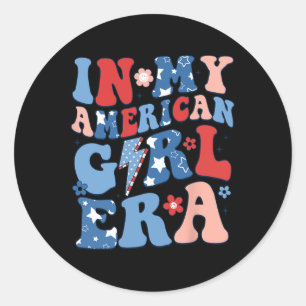 Sticker Rond Mon ère de fille américaine 4 juillet chemise patr
