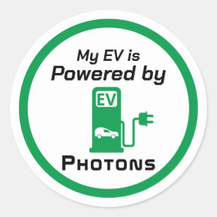 Sticker Rond Mon EV est alimenté par des photons