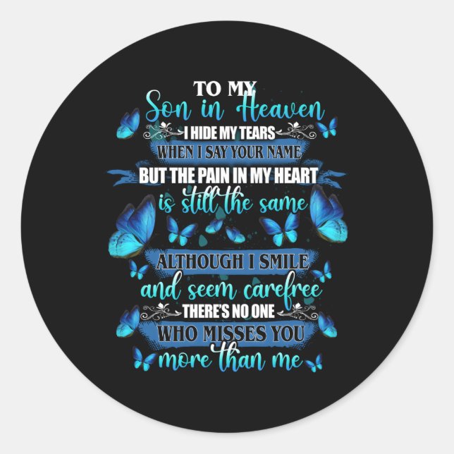 Sticker Rond Mon Fils Au Ciel Je Cachais Mes Larmes Qui Vous Ma (Devant)