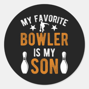 Sticker Rond Mon Fils Bowling Papa D'Un Papa Bowler Bowling Pèr