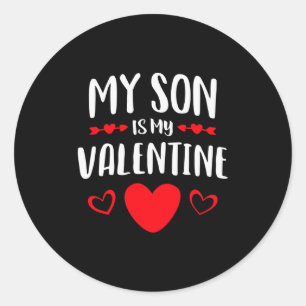 Sticker Rond Mon fils est mon T-shirt de la Saint-Valentin Mama
