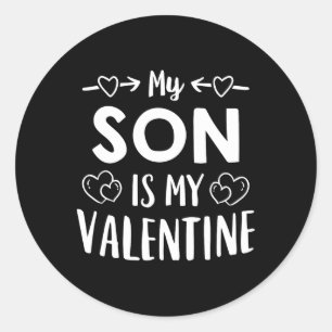 Sticker Rond Mon fils est mon t-shirt de la Saint-Valentin Mama