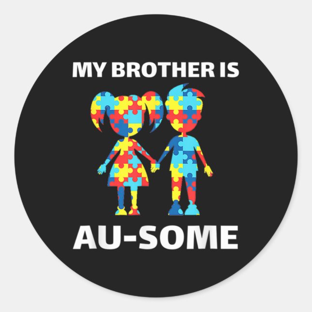 Sticker Rond Mon Frère Est Une Sensibilisation sur l'autisme Ma (Devant)