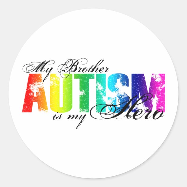 Sticker Rond Mon frère Mon héros - Autisme (Devant)