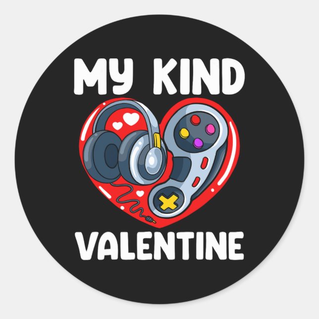Sticker Rond Mon Genre De Valentin Valentines Jour Jeu Contrôle (Devant)