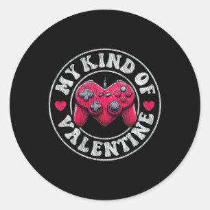 Sticker Rond Mon genre Joueur Valentin Cool Valentines Fille B