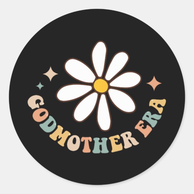 Sticker Rond Mon Godmère Era Lover Super Retro Mothers Day (Devant)