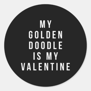 Sticker Rond Mon Golden Doodle est mon Valentin