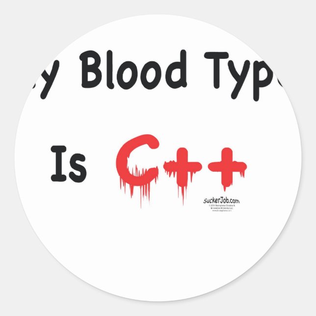 Sticker Rond Mon groupe sanguin est c++ (Devant)