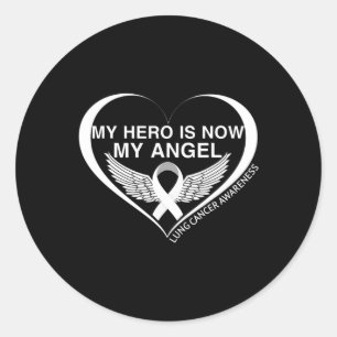 Sticker Rond Mon héros est maintenant mon ange Lung Cancer Sens