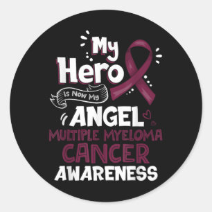 Sticker Rond Mon Héros Est Maintenant Mon Ange Myélome Multiple