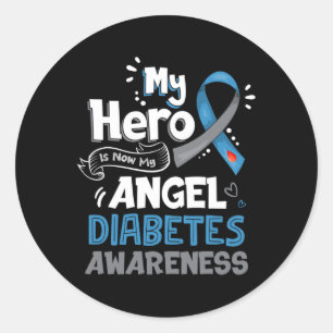 Sticker Rond Mon héros est maintenant mon ange T1d Sensibilisat