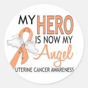 Sticker Rond Mon Héros Est Mon Ange Cancer De L'Utérine