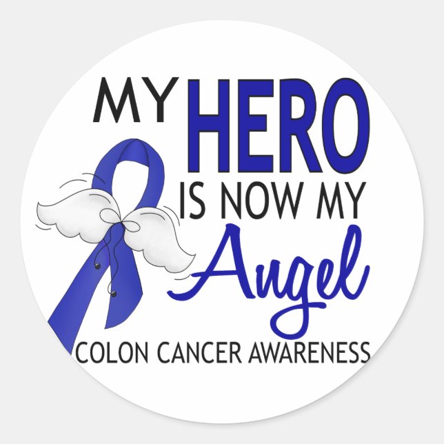 Sticker Rond Mon Héros Est Mon Ange Colon Cancer (Devant)