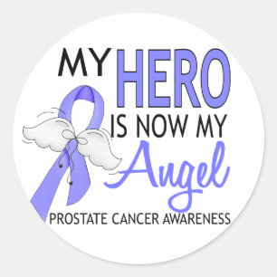 Sticker Rond Mon héros est mon cancer de la prostate d'ange