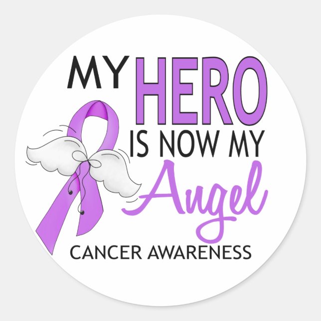 Sticker Rond Mon Héros Est Mon Cancer De L'Ange (Devant)