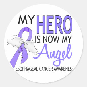 Sticker Rond Mon héros est mon Cancer oesophagien d'ange