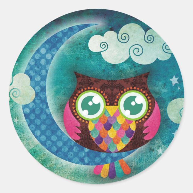 Sticker Rond Mon hibou du croissant (Devant)