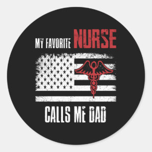 Sticker Rond Mon infirmière préférée m'appelle papa American Fl