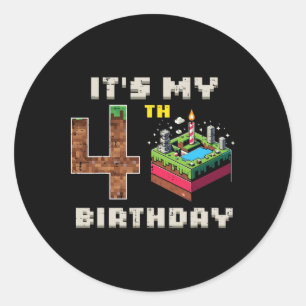 Sticker Rond Mon jeu pixel de 5e anniversaire 4 gâteau vidéo po